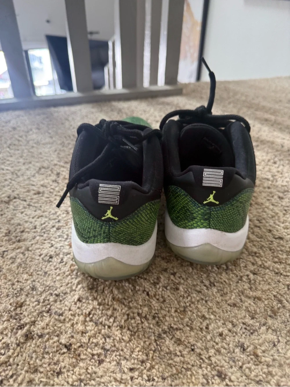 Jordan Greene and Black Low-Top Athletic Shoes